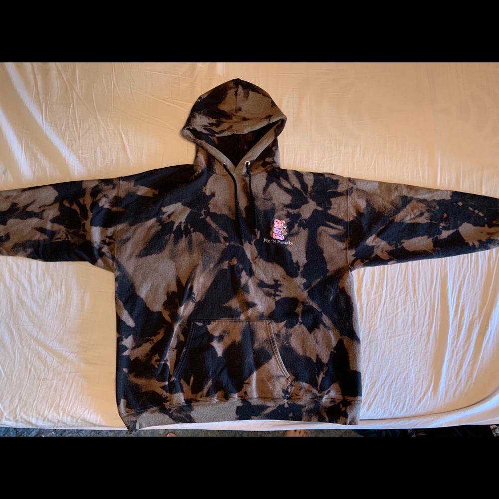 Bleached custom Pig N’ Pancake diner hoodie